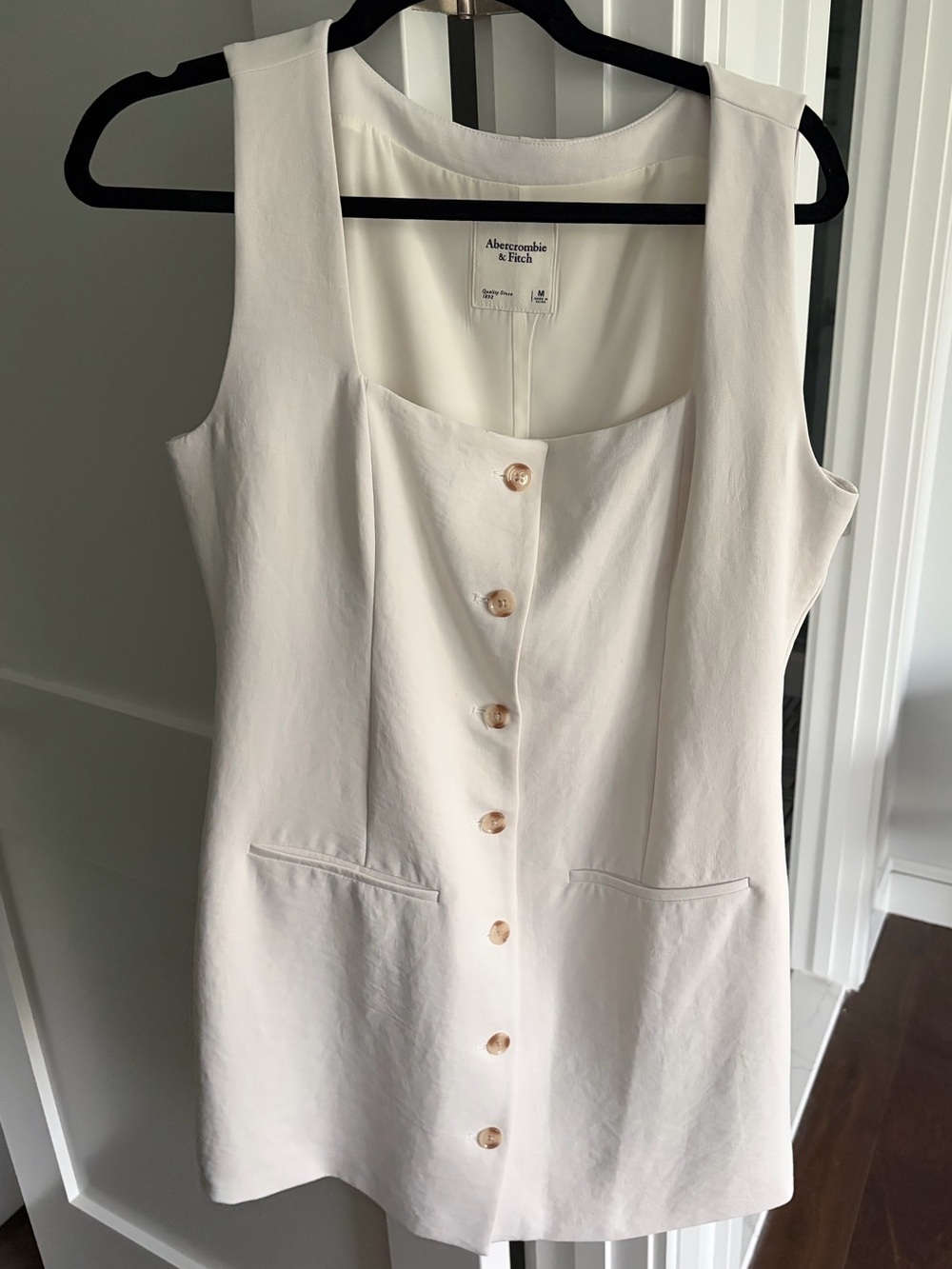 Abercrombie & Fitch Ivory Button-Front Sleeveless Mini Dress